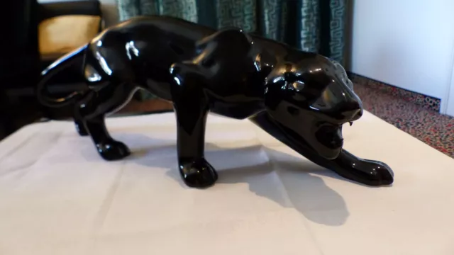 Skulptur, schwarzer Panther, Keramik, markiert „Kaheku“, etwa 90er Jahre exzelle