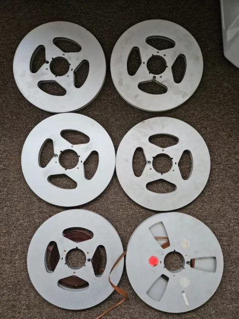 Used Metal 14" Take Up Reel To Reel 1/2" Tape Nab Hub Lot Of 6