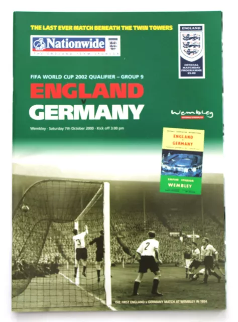 ENGLAND v GERMANY WORLD CUP 2002 QUALIFIER 2000/01 7/10/2000 (Ref 3443)