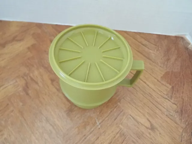 Vintage Tupperware Avocado Green Stackable Coffee Mug Cup 1312 with Lid