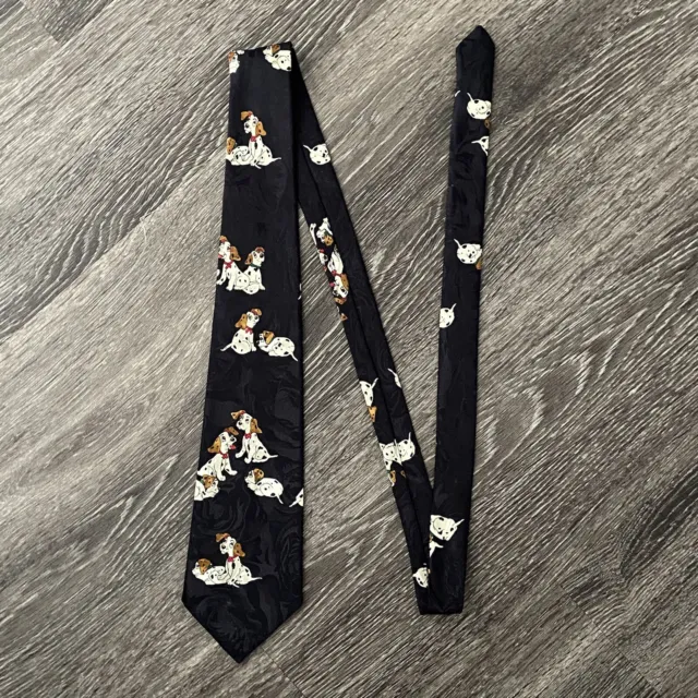 VTG Paradise Hand Made Dalmatian Necktie Black Puppy Dog Tie