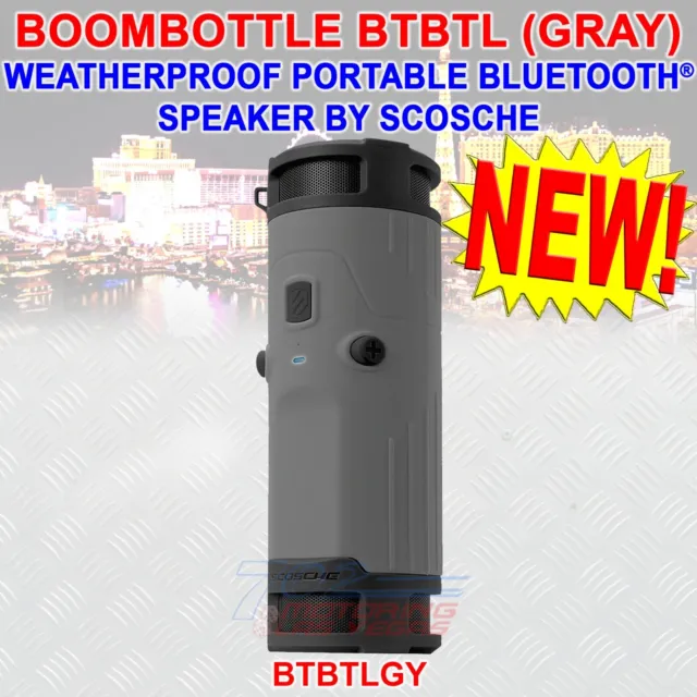Boombottle Gray Water-Resistant Shock Absorbing Wireless Bluetooth Speaker New!
