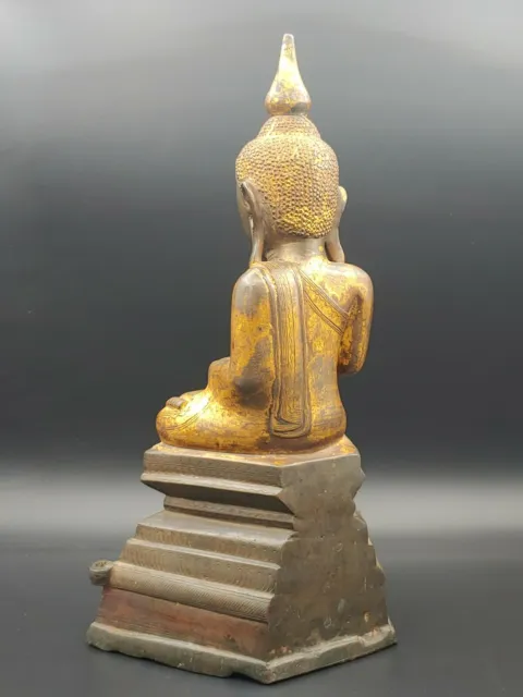 Antique Burmese Bronze Gilted Shan Buddha Figurine Statue Burman Vintage Figure 6