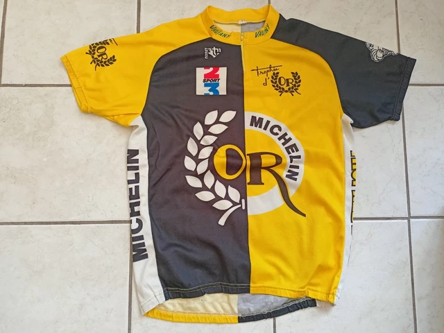 Maillot Cycliste Vintage NORET – Rallye COB, Bandes Tricolores, Taille M (occasion, à Réparer)