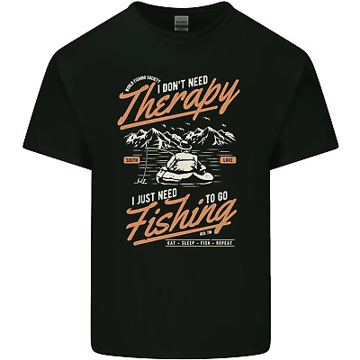 Fishing Therapy Funny Fisherman Mens Cotton T-Shirt Tee Top