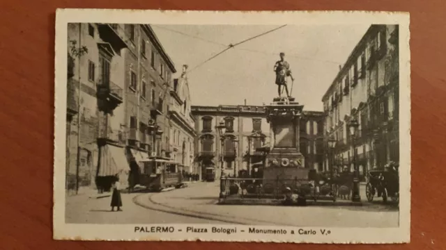 Palermo - Piazza Bologni - Monumento A Carlo V°- Non Viaggiata - Animata - Tram