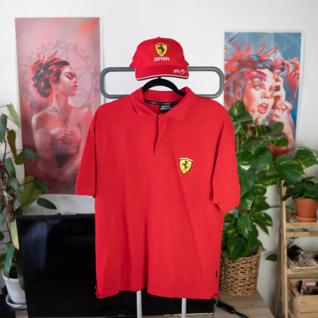 Vintage 1999 Ferrari F1 Formula Set 1 Zipped Polo Shirt - Size large