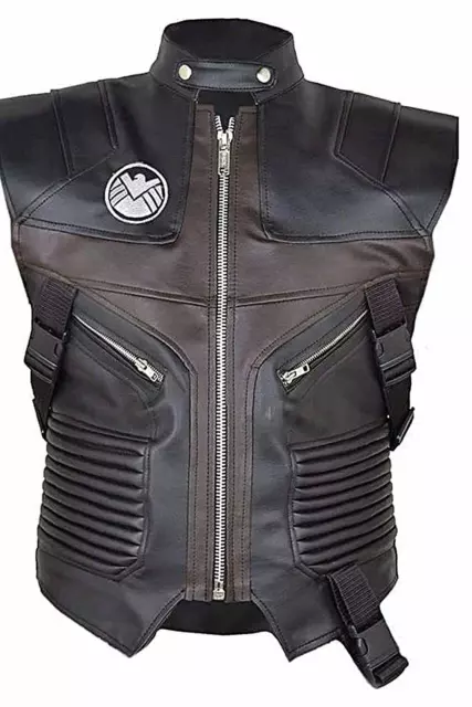 Men's Hawkeye Agent Vest Jermey Real Leather Motorcycle Vest