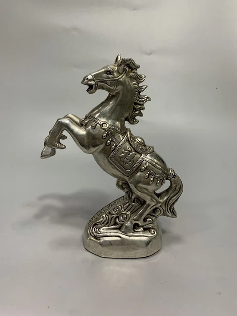 Exquisite Old Chinese tibet silver handmade horse statue 8029