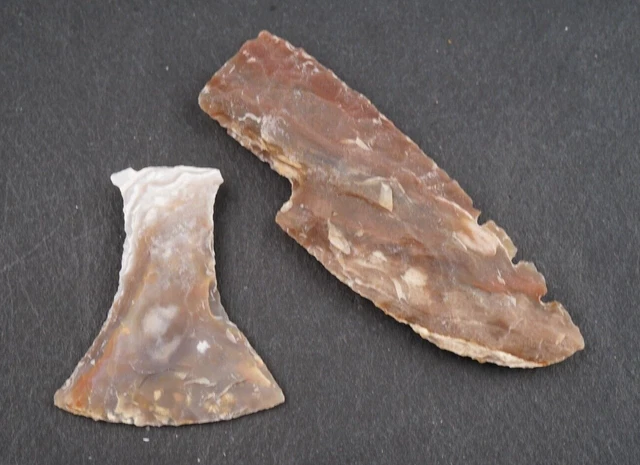 2 Points 1.2" Ulu 3.1" Knife Flint Spearhead Arrowhead Tool Blade L450