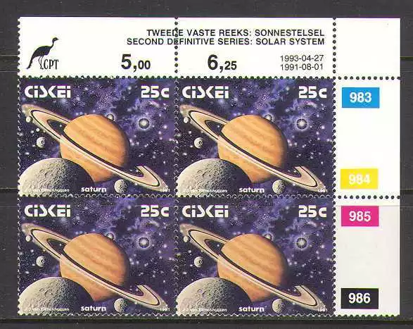 Ciskei 1993 SPACE/Planets 25c control blk rprt (n20158)
