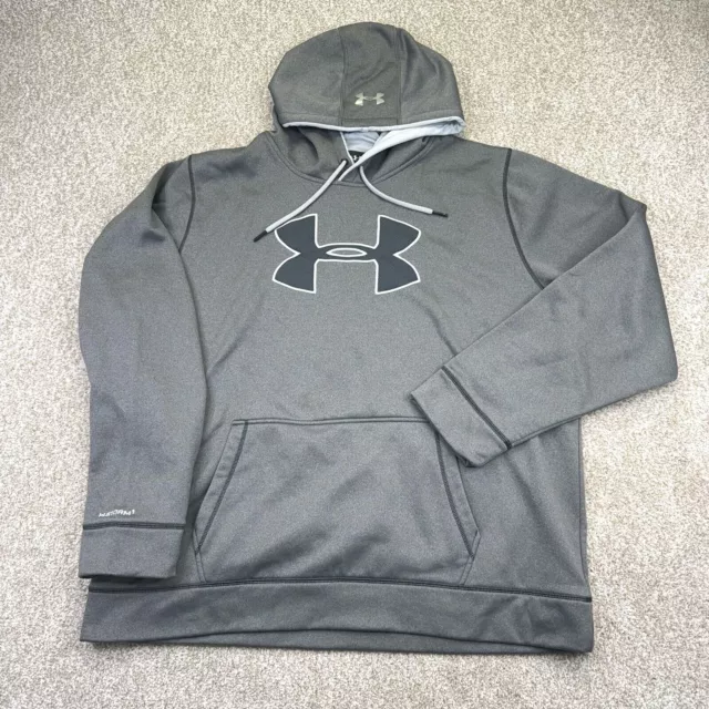 Under Armour Coldgear Storm 1 Loose Hoodie Pullover Size 3XL Mens Big Logo Gray