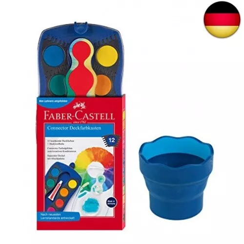 Faber-Castell 125001 - Farbkasten Blau Connector, 12 Farben (12er Farbkasten &