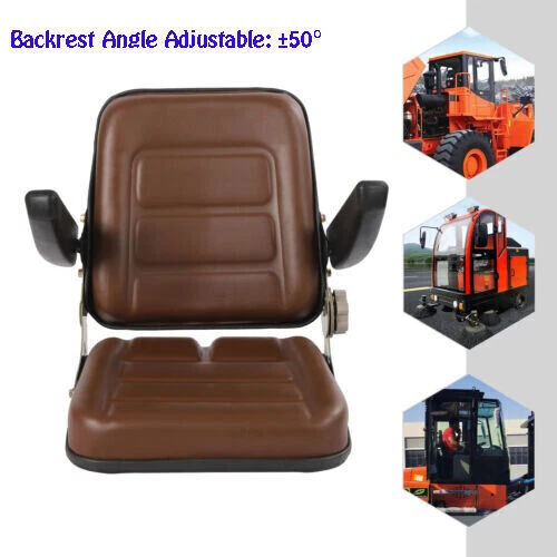 1pcs Tractor Forklift Seat Adjustable Backrest for Dumper Mower Digger &Armrest