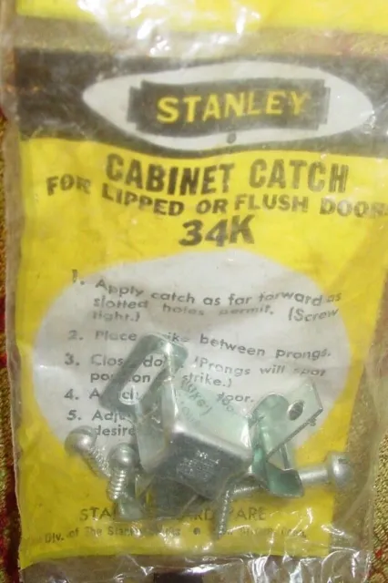 Vintage Stanley Hardware Cabinet Cupboard Hoosier Door Friction Catch 34K USA