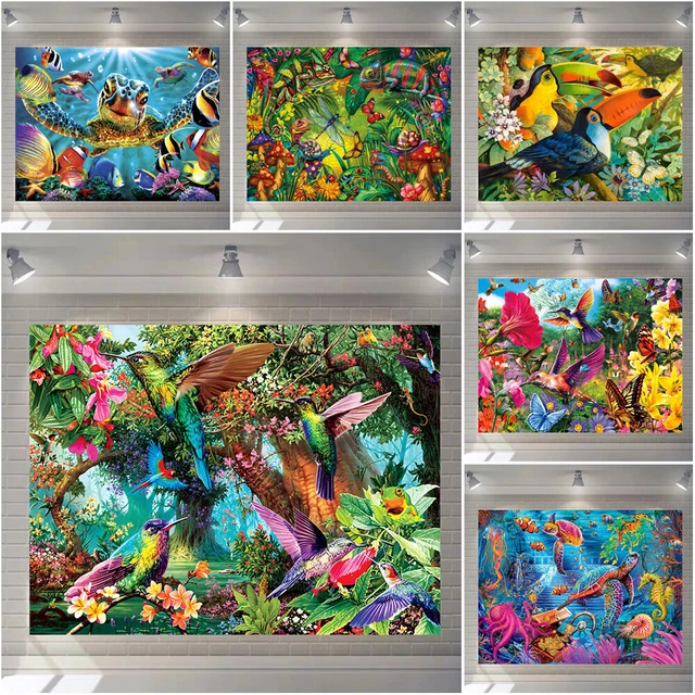 3D Schildkröte Vögel Wandteppich Landschaft Bettwäsche Decke Hintergrund Tuch
