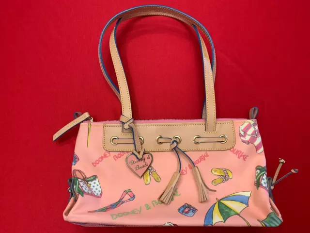 Vintage Dooney & Bourke Pink Handbag Summer Beach Theme Excellent