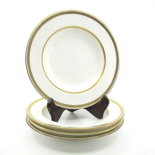 G8338 by MINTON for TIFFANY Gold Encrusted Set of 4 Rimmed Soup Bowls Some Flaws