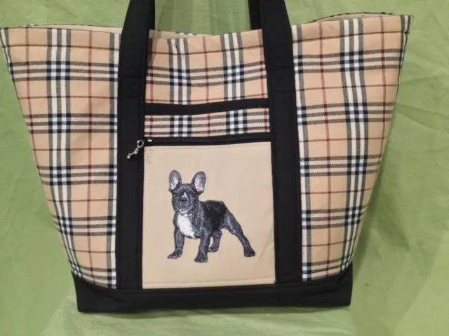 Beautiful Custom Embroidered French Bulldog Tote Bag