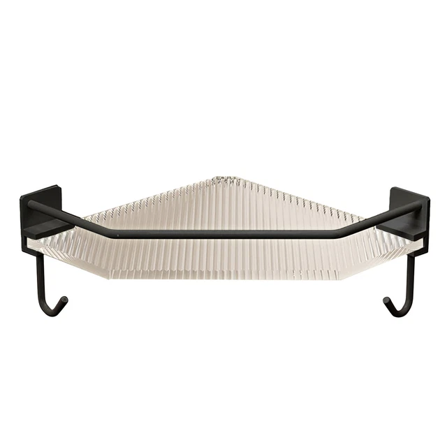 (BLACK SINGLE LAYER With Hook) Corner Shower Caddy Large Shower Shelves