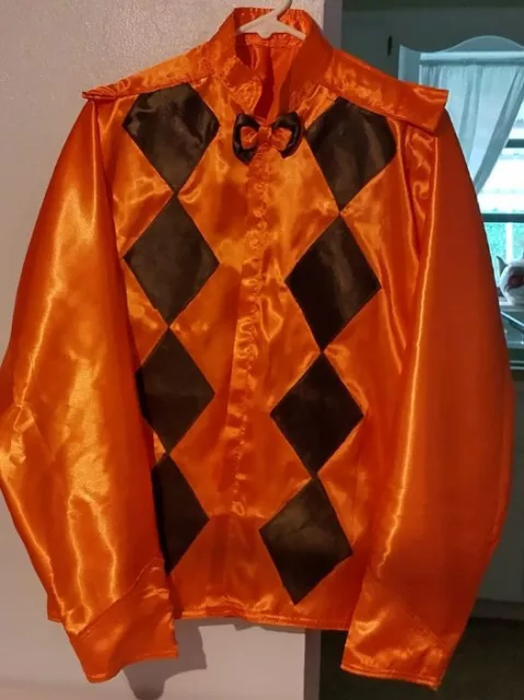 Horse Racing Jockeysilks/Costume Brown Orange Satin  Men's Med Quick Ship
