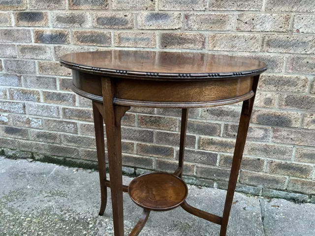 Antique GEORGIAN Table Bead Edged Solid Walnut? Side Occasional  Lamp Stand