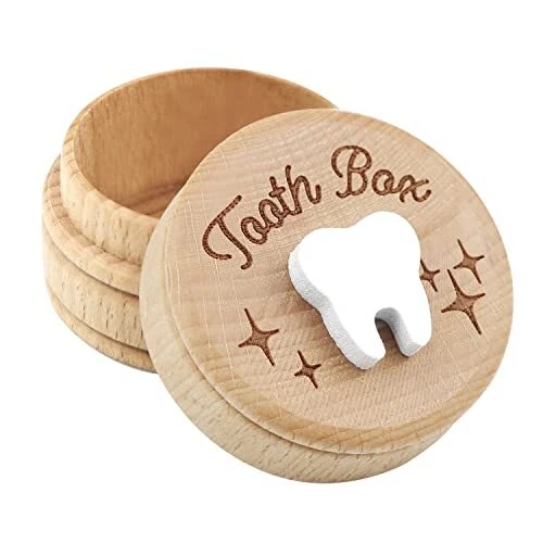 Wooden Tooth Fairy Box Dropped Tooth Keepsake Storage Box for Boys and Girls 1