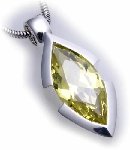 Large Pendant Genuine Silver 925 Zirconia Green XL Stone Sterling Silver