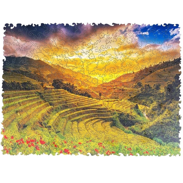 Unidragon Wooden Jigsaw Puzzle ▪︎ Rice Fields ▪︎ Simple Size S