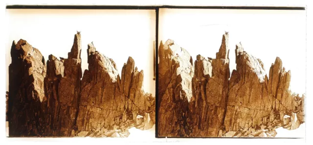 Alpinistes Mont Blanc Montagne France Photo Stereo PL58L15n6 Plaque de verre 