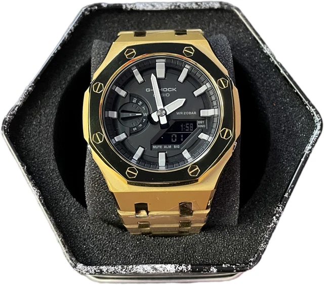 CUSTOM GOLD CASIO G-shock ga-2100 Casioak Modded Watch $350.00 ...