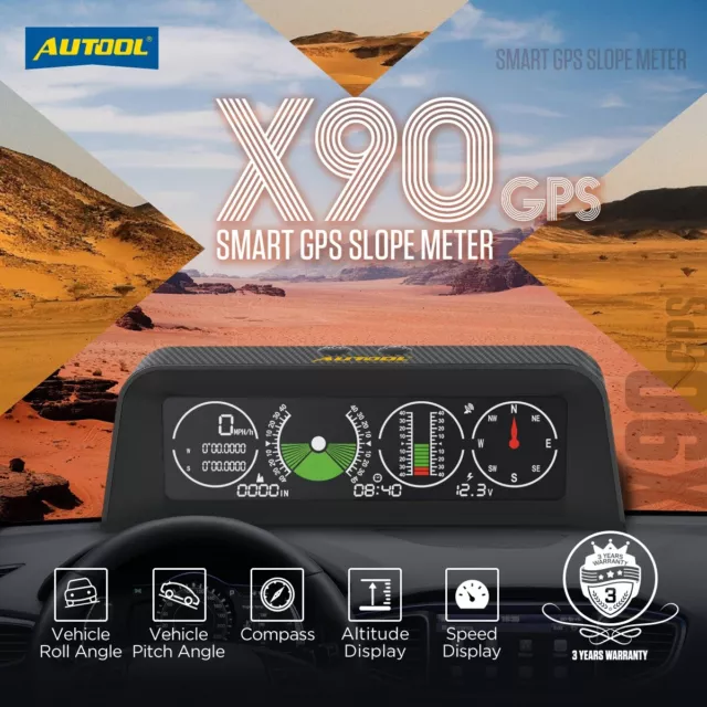 Car Off Road GPS Digital HUD Slope Meter Inclinometer Gauge Compass Speedometer