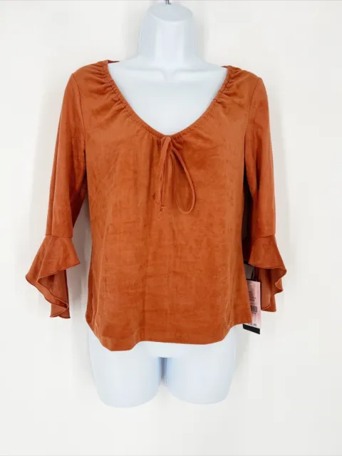 Vintage A.Byer Womens S Top Shirt Blouse Burnt Orange Boho Hippie Fairycore NWT