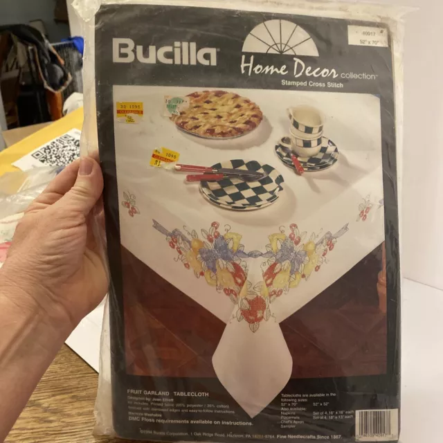 Bucilla Home Decor Fruit Garland Tablecloth Printed pattern See Description