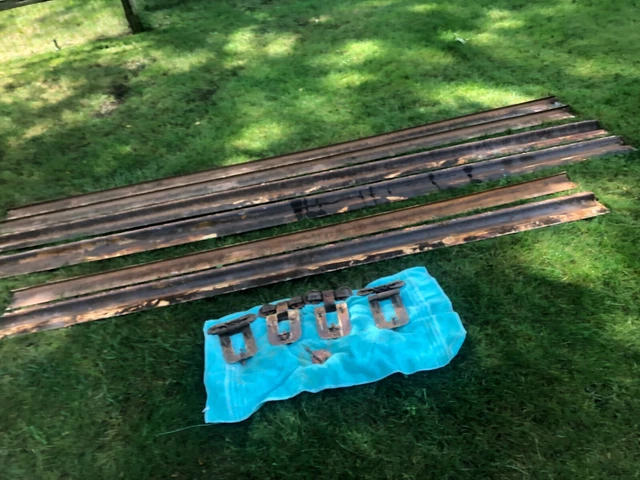 Vintage Barn Door CAST IRON Pulley Hanging Rollers, Track & Door Stop
