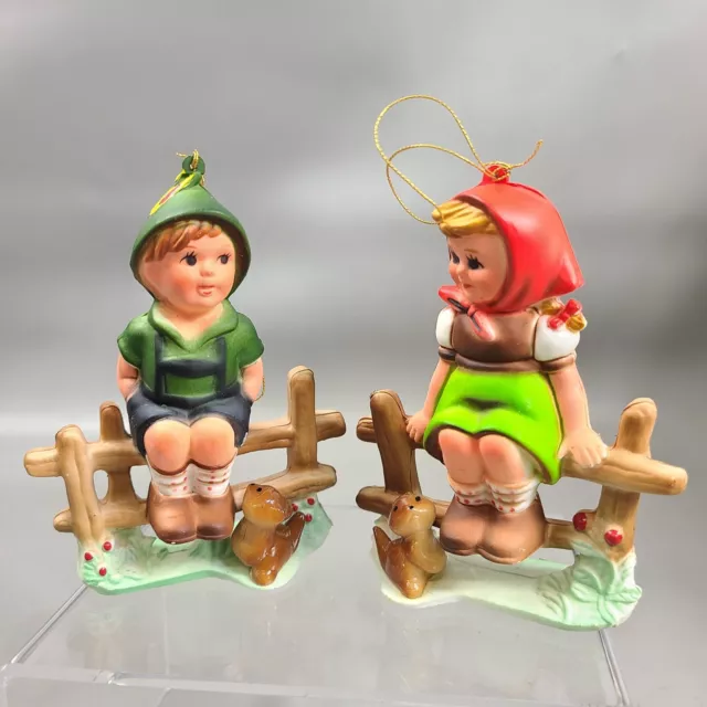 KURT ADLER HUMMEL Christmas Ornament Boy Girl Sitting Replica Hong Kong