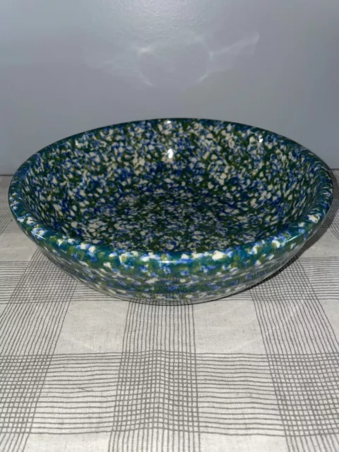 The Workshops Gerald E. Henn Blue Green Spongeware 9 1/2” Serving Bowl