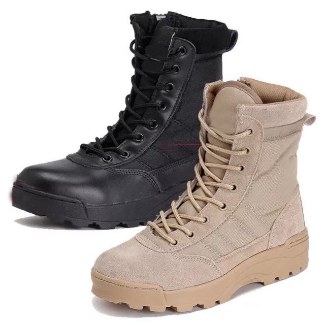 Men Canvas leather Shoes Military Tactical Army Battle Combat Boots warm outdoor