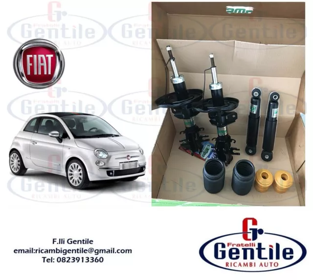 FIAT 500 dal 2007 KIT 4 AMMORTIZZATORI ANTERIORI POSTERIORI COMPLETI A GAS