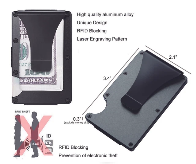 Porta carte di credo Rfid Portafogli magici intelligenti Porta carte d'identà da uomo Porta carte di credo in metallo sottile e sottile Portafoglio minimalista in alluminio pop-up  1524