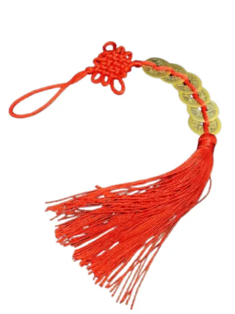 Feng Shui Lucky Red Tassel 6 x Coins Chinese Hanging Charm Health Wealth Temple 3