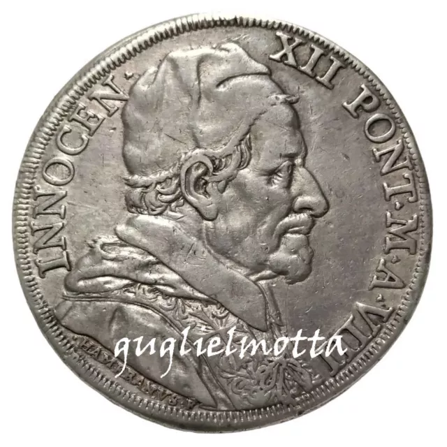 Papa Innocenzo Xii Piastra Anno Viii Raccolta Della Manna 1696  Moneta Argento