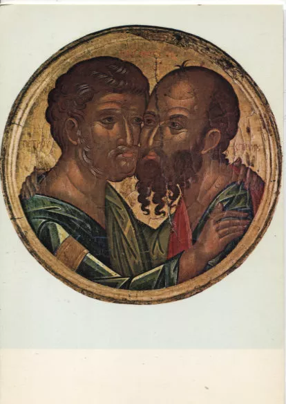Alte Kunstpostkarte - Die Umarmung der Apostel Peter und Paul