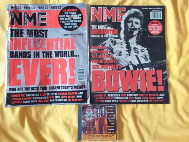 NME 2 December 2000 David Bowie + 14-trk CD Sex Pistols Iggy Pop T-Rex + outer