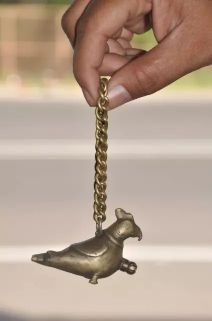 Vintage Brass Unique Bird Shape Handcrafted Black Eye Powder Bottle