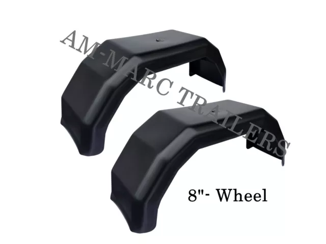 Pair Plastic Mudguard Trailer 8" Inch Wheel Rims Arch Universal Repalcement