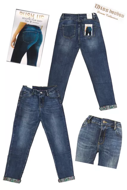 Jeans donna denim elasticizzato comodo vita alta push up