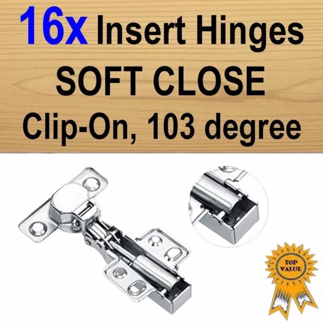 16xDoor Kitchen Cabinet Cupboard Soft Close Inset Hinges