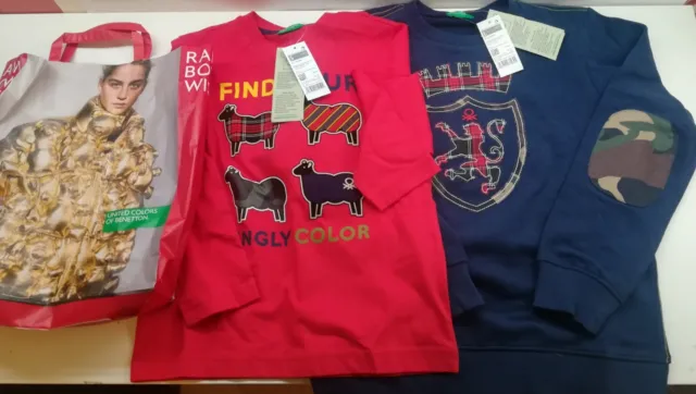 Benetton Kids T-Shirt E Felpa 2 Pezzi Nuovi Con Cartellino Ultima Collezione 3