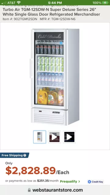 TURBO AIR 26" 1 GLASS DOOR COMMERCIAL REFRIGERATOR Model TGM-12SD